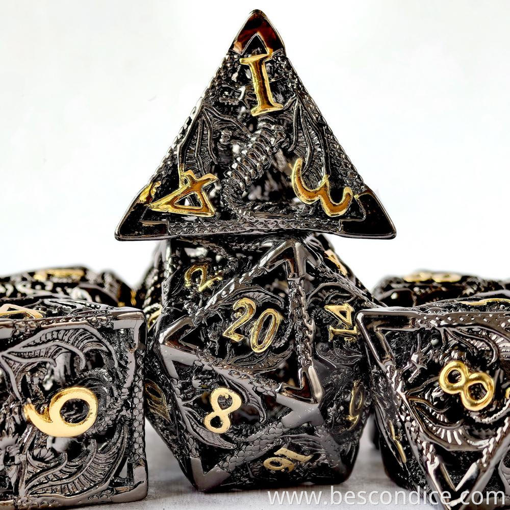 Black Nickle Dragon Metal Dice